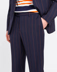Manuel Ritz abito slim gessato in lana Marzotto natural stretch blu - Marcello Fontana Shop