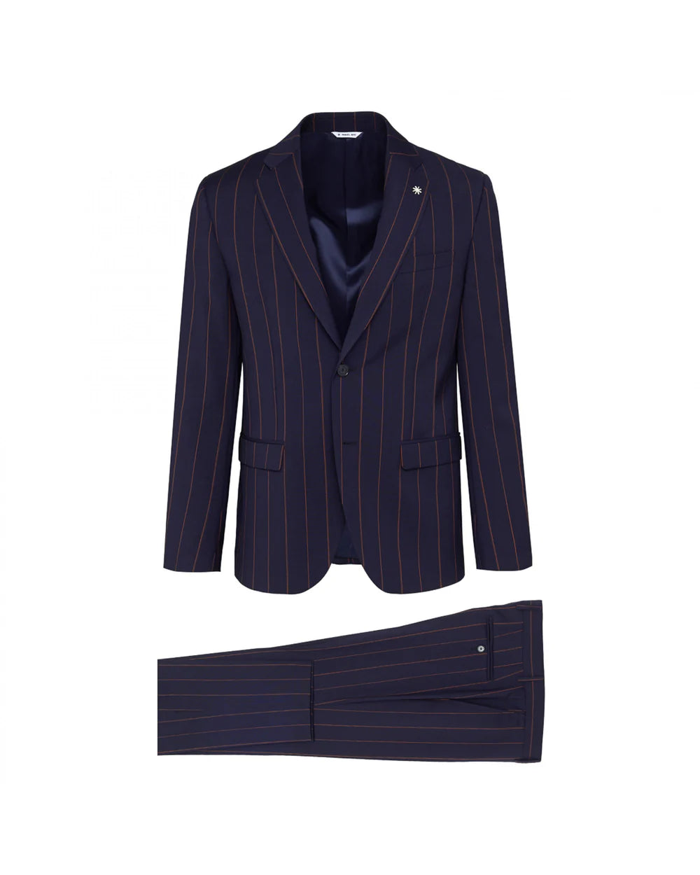 Manuel Ritz abito slim gessato in lana Marzotto natural stretch blu - Marcello Fontana Shop