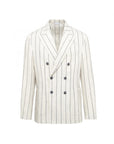 Manuel Ritz giacca doppiopetto regimental in misto lino beige