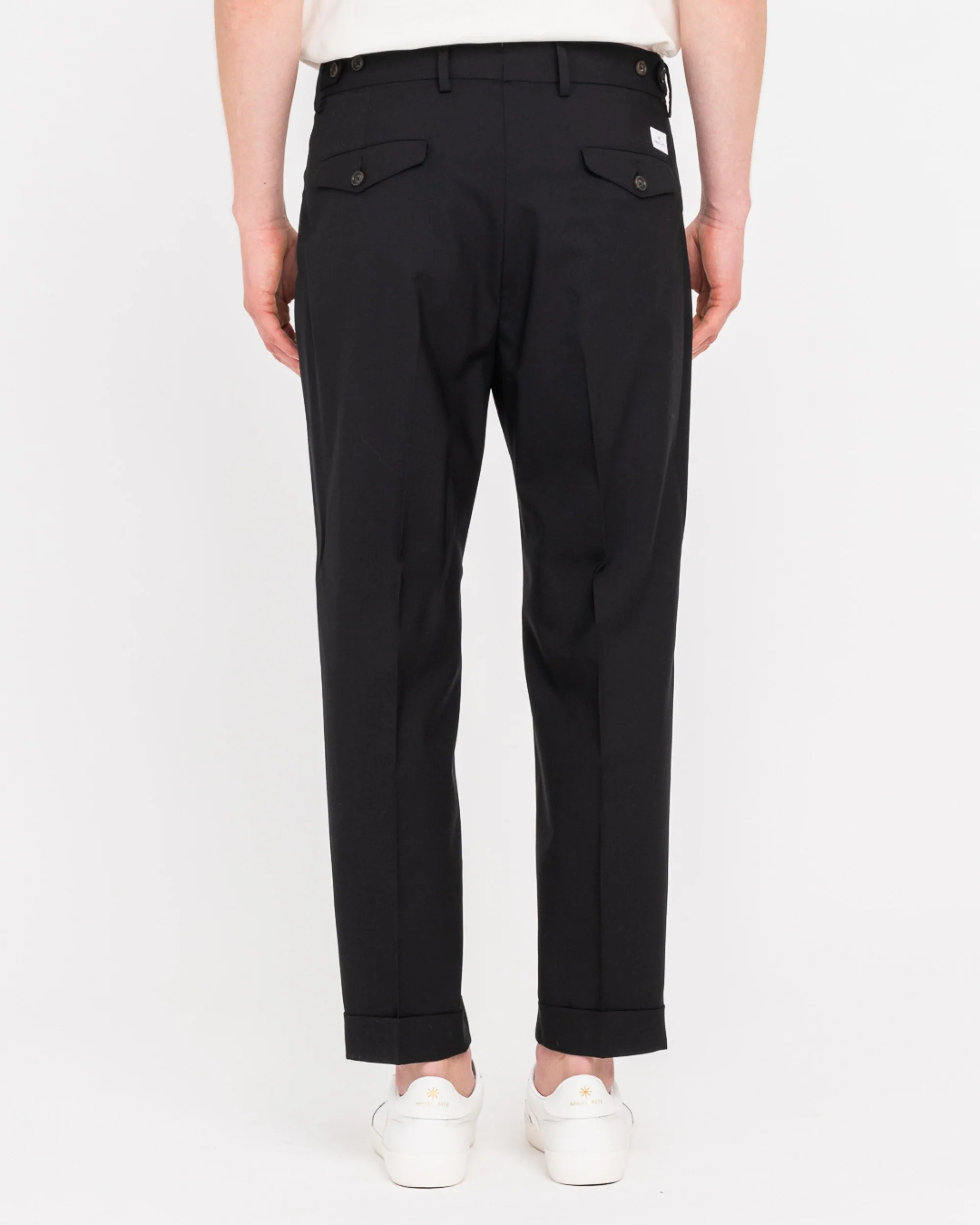 Manuel Ritz pantalone doppia pinces fresco di lana stretch nero - Marcello Fontana Shop