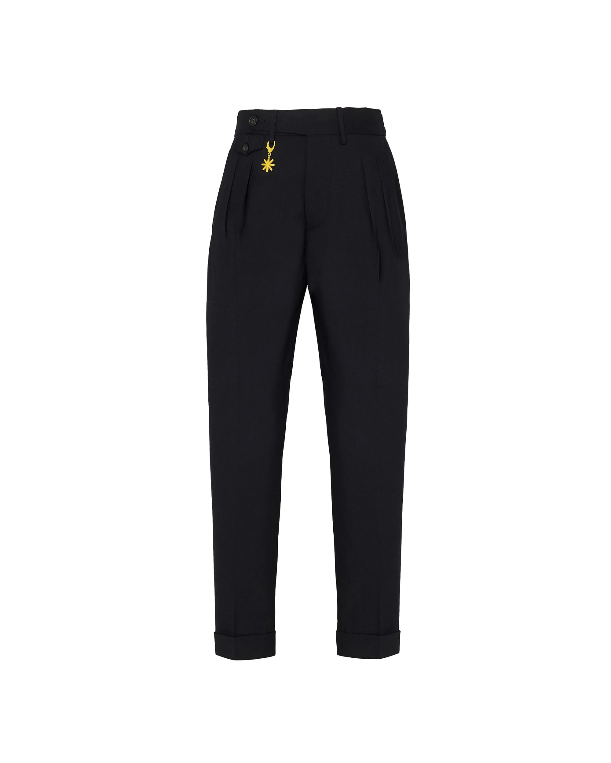 Manuel Ritz pantalone doppia pinces fresco di lana stretch nero - Marcello Fontana Shop