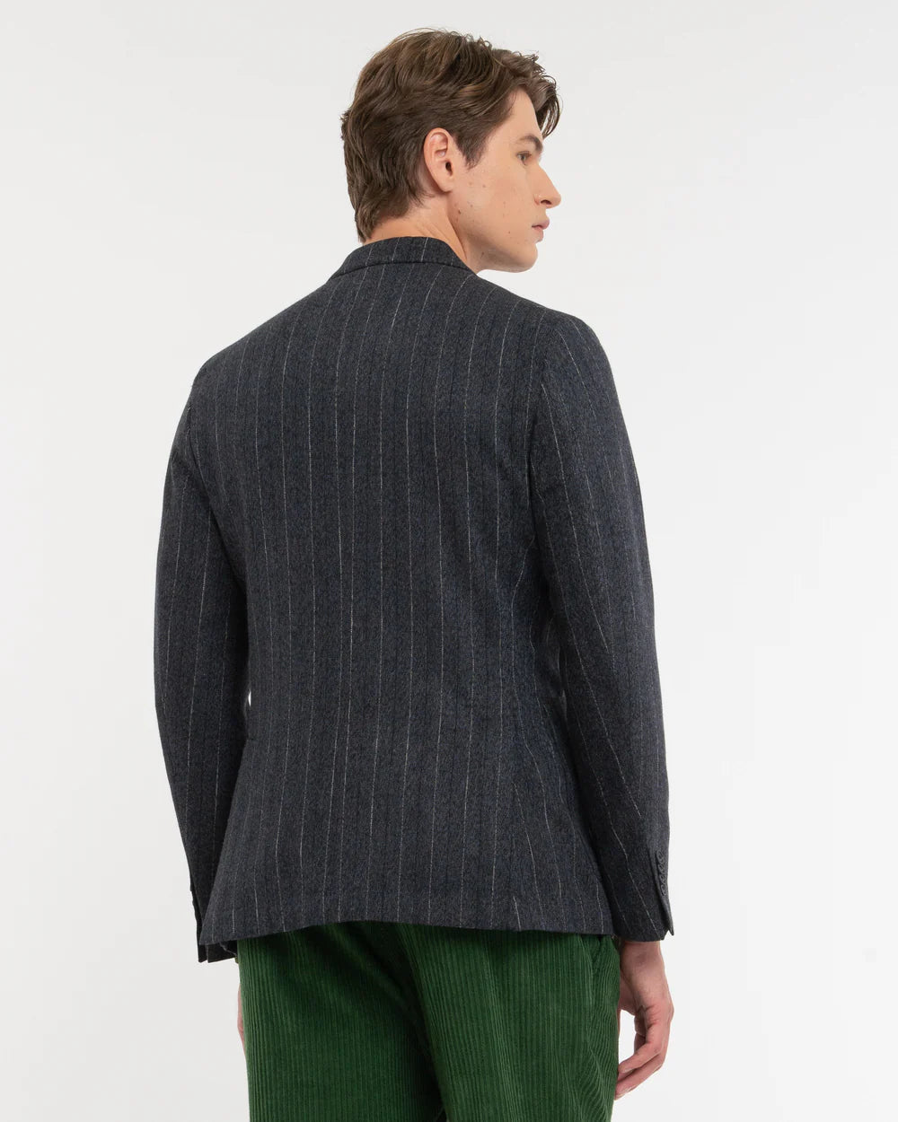 FW25 MANUEL RITZ GIACCA NUVOLA DOPPIOPETTO GESSATO MISTO LANA BLU - Marcello Fontana Shop