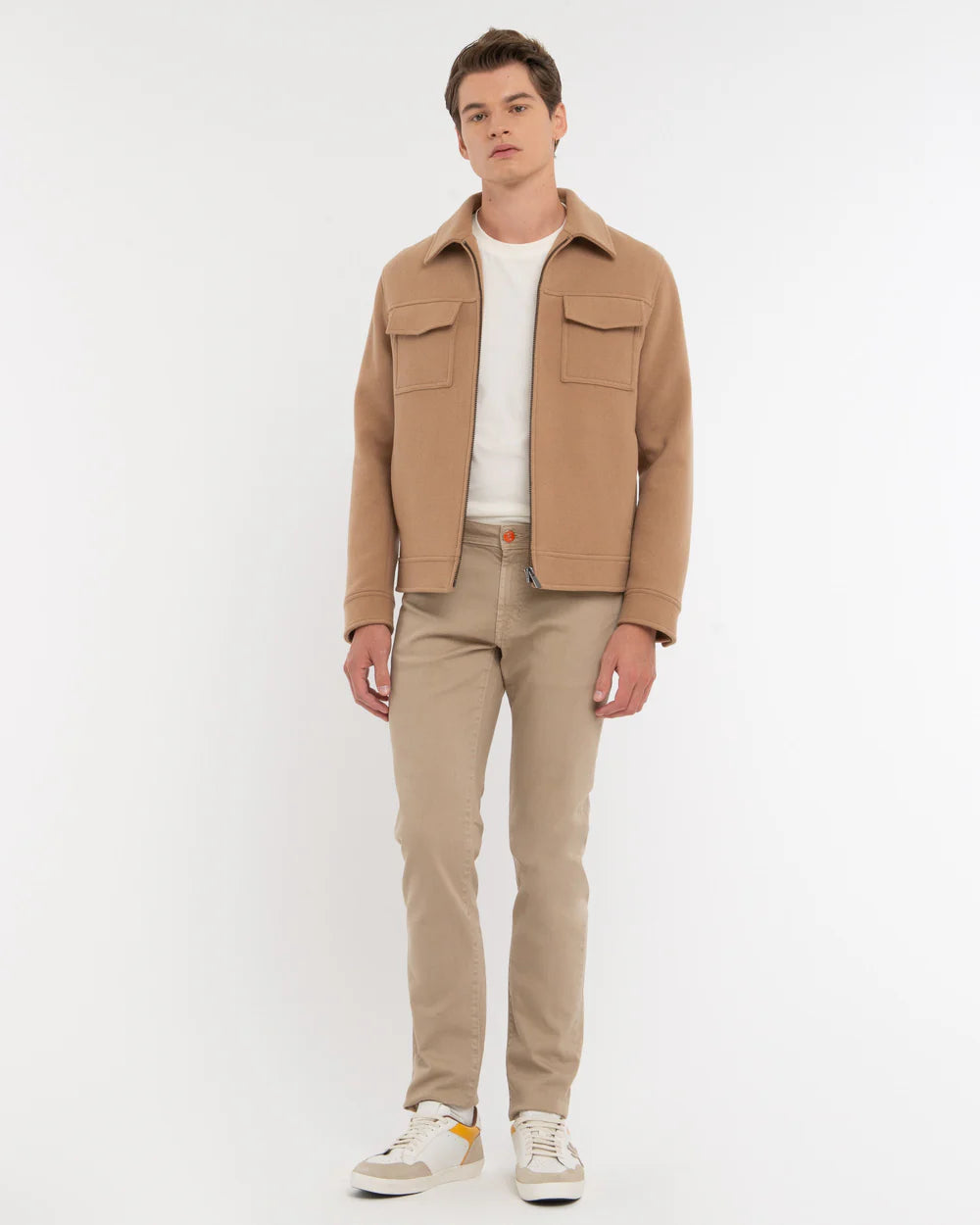 FW25 MANUEL RITZ GIUBBINO PANNO IN MISTO LANA BEIGE - Marcello Fontana Shop