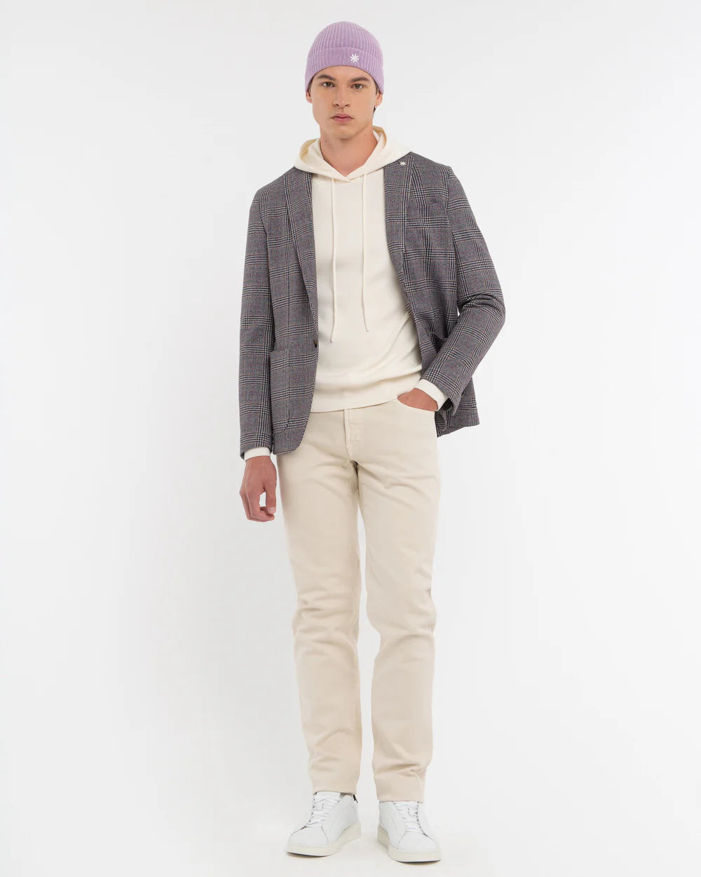 FW25 MANUEL RITZ MAGLIA CON CAPPUCCIO MISTO LANA BIANCO - Marcello Fontana Shop