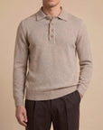 Privati Firenze – Polo 4 bottoni a Manica Lunga in Lana e Cashmere – Beige