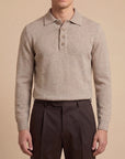Privati Firenze – Polo 4 bottoni a Manica Lunga in Lana e Cashmere – Beige