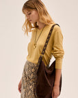 BORSA JOANNE A SPALLA CON BORCHIE MARRONE - NALI' - Marcello Fontana Shop