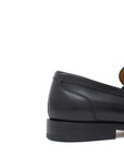 ROSSI Mocassino college in vitello spazzolato sfoderato nero con fondo cuoio antiscivolo - Marcello Fontana Shop