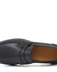 ROSSI Mocassino college in vitello spazzolato sfoderato nero con fondo cuoio antiscivolo - Marcello Fontana Shop