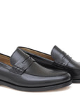 ROSSI Mocassino college in vitello spazzolato sfoderato nero con fondo cuoio antiscivolo - Marcello Fontana Shop