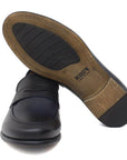 ROSSI Mocassino in vitello naturale colore blu sfumato con fondo in gomma cucito - Marcello Fontana Shop