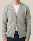 La Fileria - Cardigan in Pura Lana Shetland con Manica Raglan Grigio Mélange