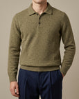 La Fileria – Polo a Manica Lunga in Lana e Cashmere Bottonato – Verde