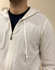 FILO & TELA MAGLIA FELPA FULL ZIP CON CAPPUCCIO BIANCO