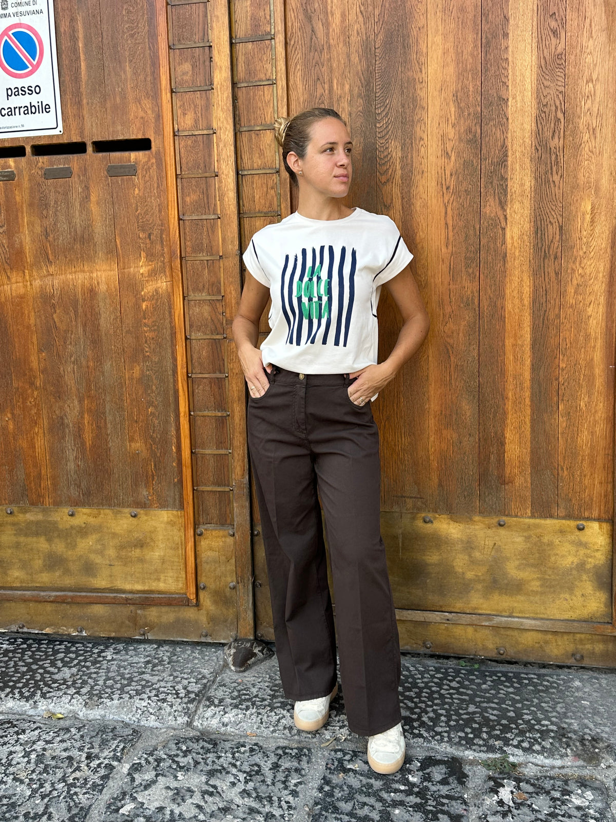 PENNYBLACK  Pantaloni ampi in cotone pique' - Moro - PBBMAGIA