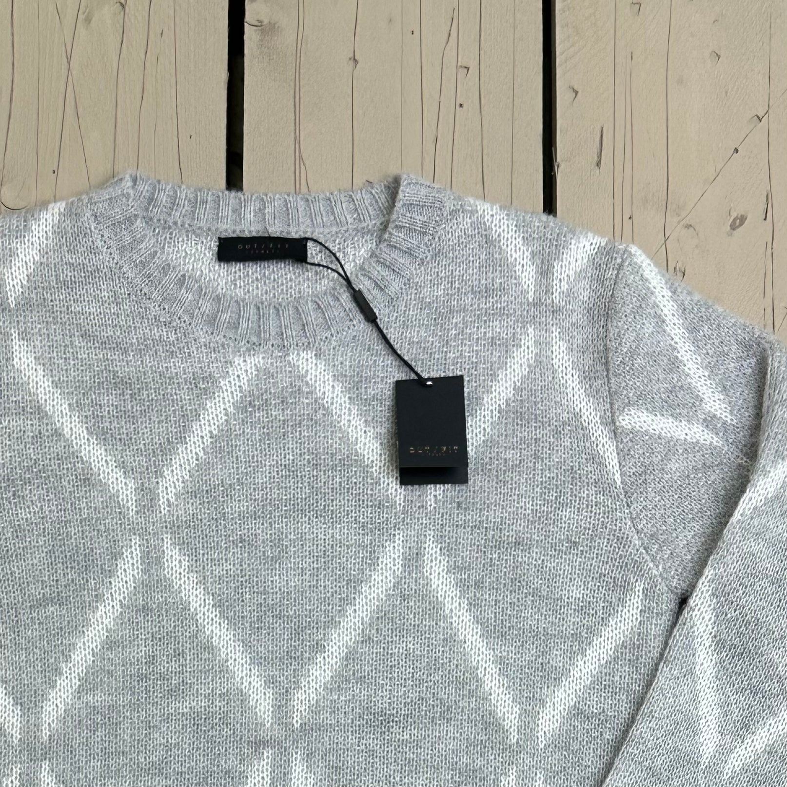 Outfit Maglione girocollo rombi  - Mid Grey - Marcello Fontana Shop