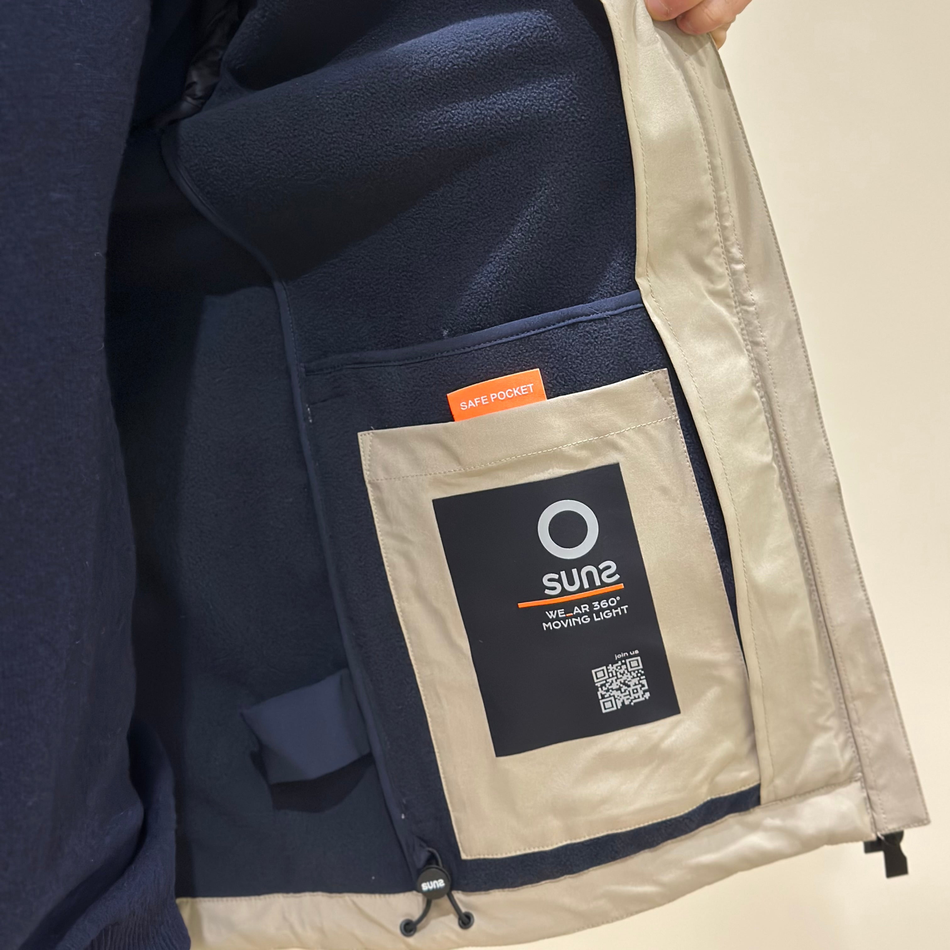 SUNS Giubbotto Uomo Flaminio Micro con cappuccio - BEIGE