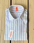 SUN68 SS24 CAMICIA IN LINO A RIGHE AZZURRO/BIANCO