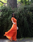 RELISH LONG AZURRINA DRESS COLOR ORANGE 