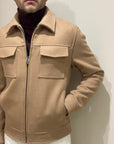 FW25 MANUEL RITZ GIUBBINO PANNO IN MISTO LANA BEIGE