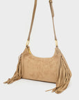 Borsa Dallas a spalla con frange, nocciola