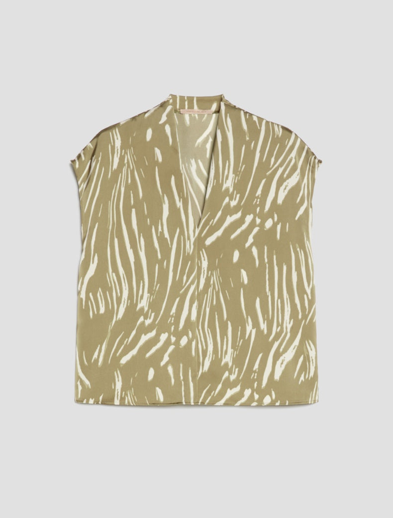 SS26 PBPBACCO BLUSA IN DOPPIO RASO, ZEBRA VERDE - PENNYBLACK - Marcello Fontana Shop