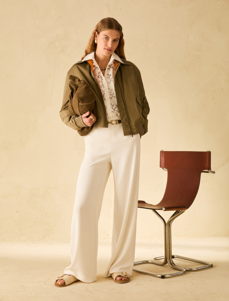 SS26 PBPPITTURA PANTALONI AMPI IN TESSUTO SABLE', AVORIO - PENNYBLACK - Marcello Fontana Shop