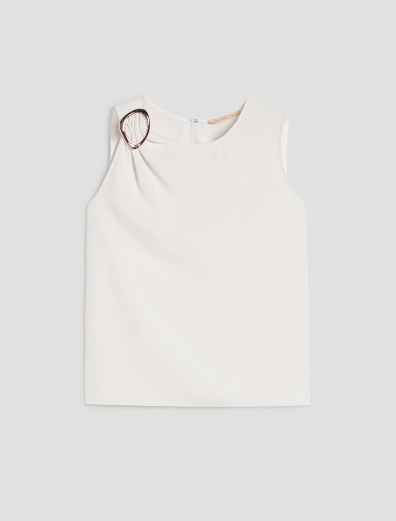 SS26 PBPTONDO TOP IN TESSUTO SABLE' CON FIBBIA, AVORIO - PENNYBLACK - Marcello Fontana Shop