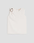SS26 PBPTONDO TOP IN TESSUTO SABLE' CON FIBBIA, AVORIO - PENNYBLACK - Marcello Fontana Shop