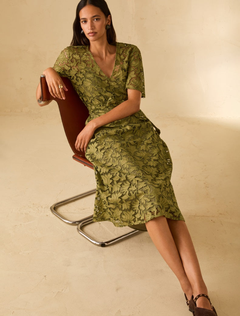 SS26 PBPSONNI ABITO MIDI IN COTONE SANGALLO, VERDE - PENNYBLACK - Marcello Fontana Shop