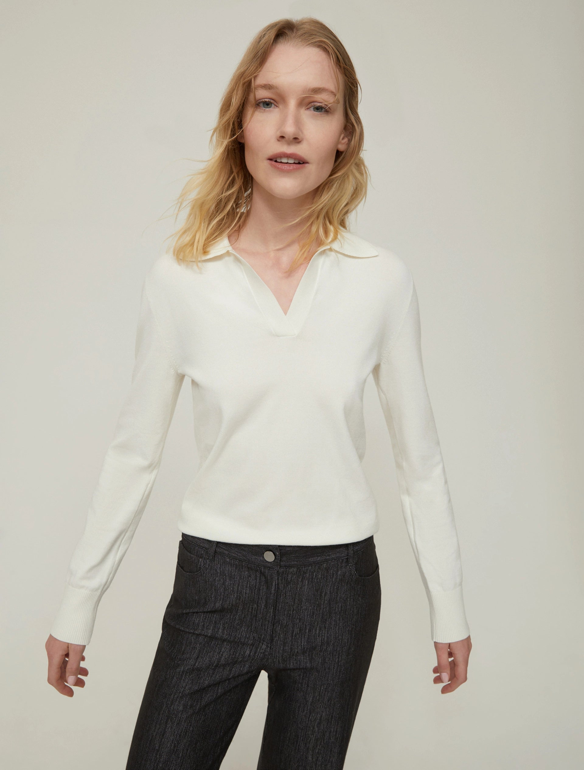 POLO IN MAGLIA STRECH BIANCO LANA  - PENNYBLACK - Marcello Fontana Shop