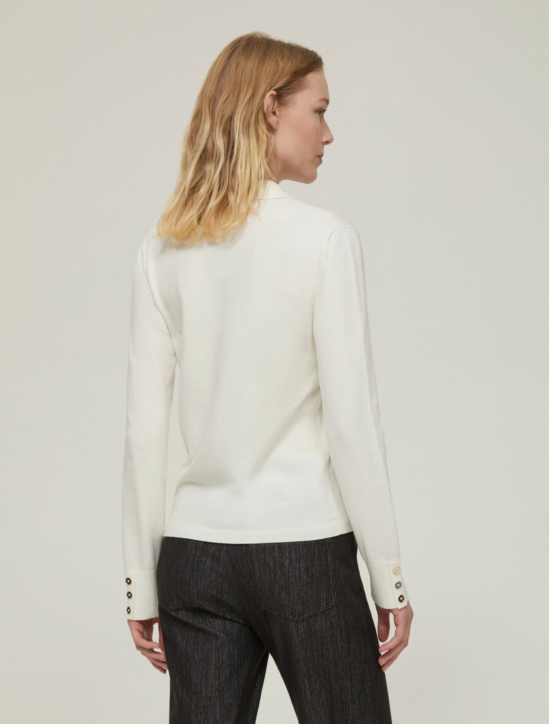 POLO IN MAGLIA STRECH BIANCO LANA  - PENNYBLACK - Marcello Fontana Shop