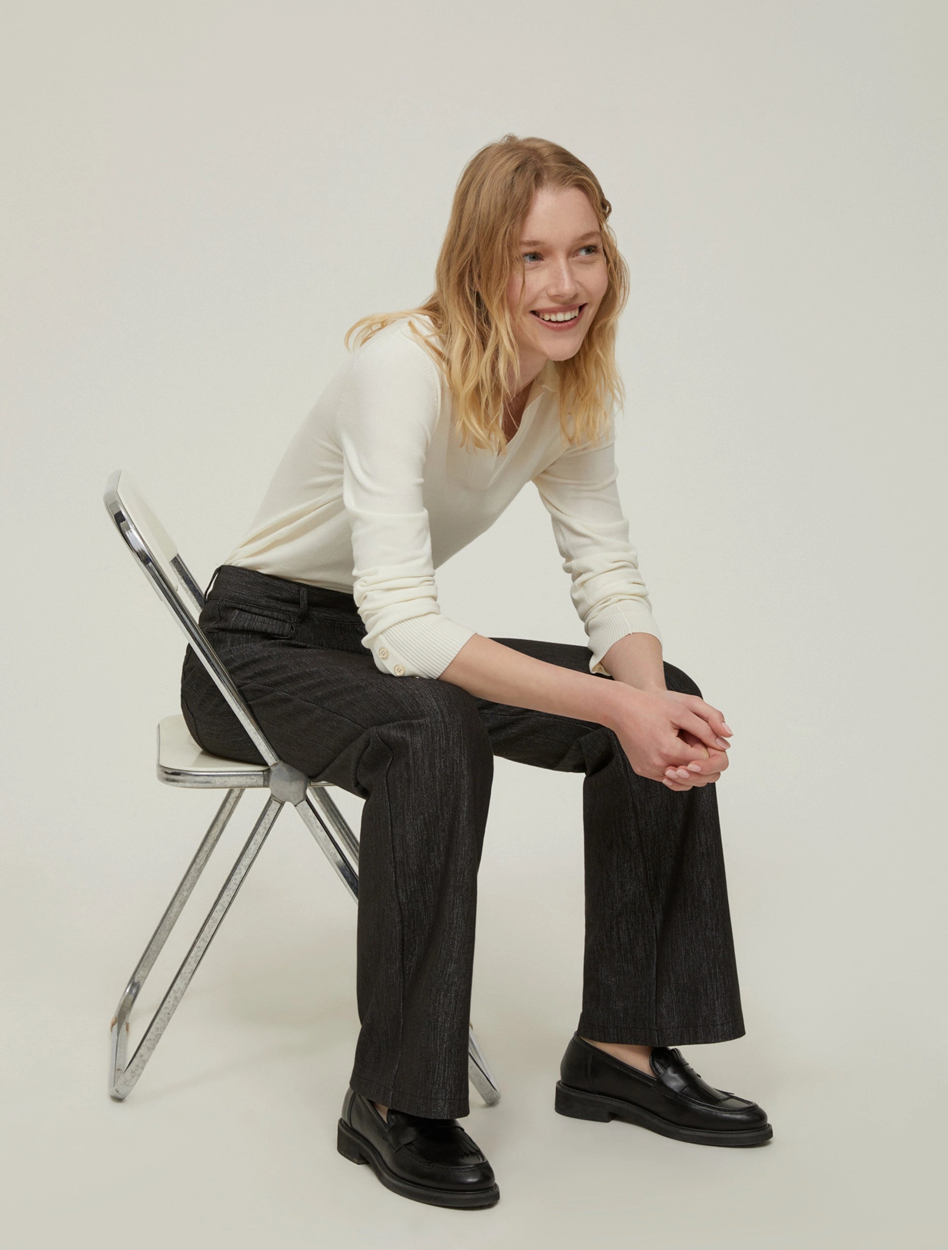 POLO IN MAGLIA STRECH BIANCO LANA  - PENNYBLACK - Marcello Fontana Shop