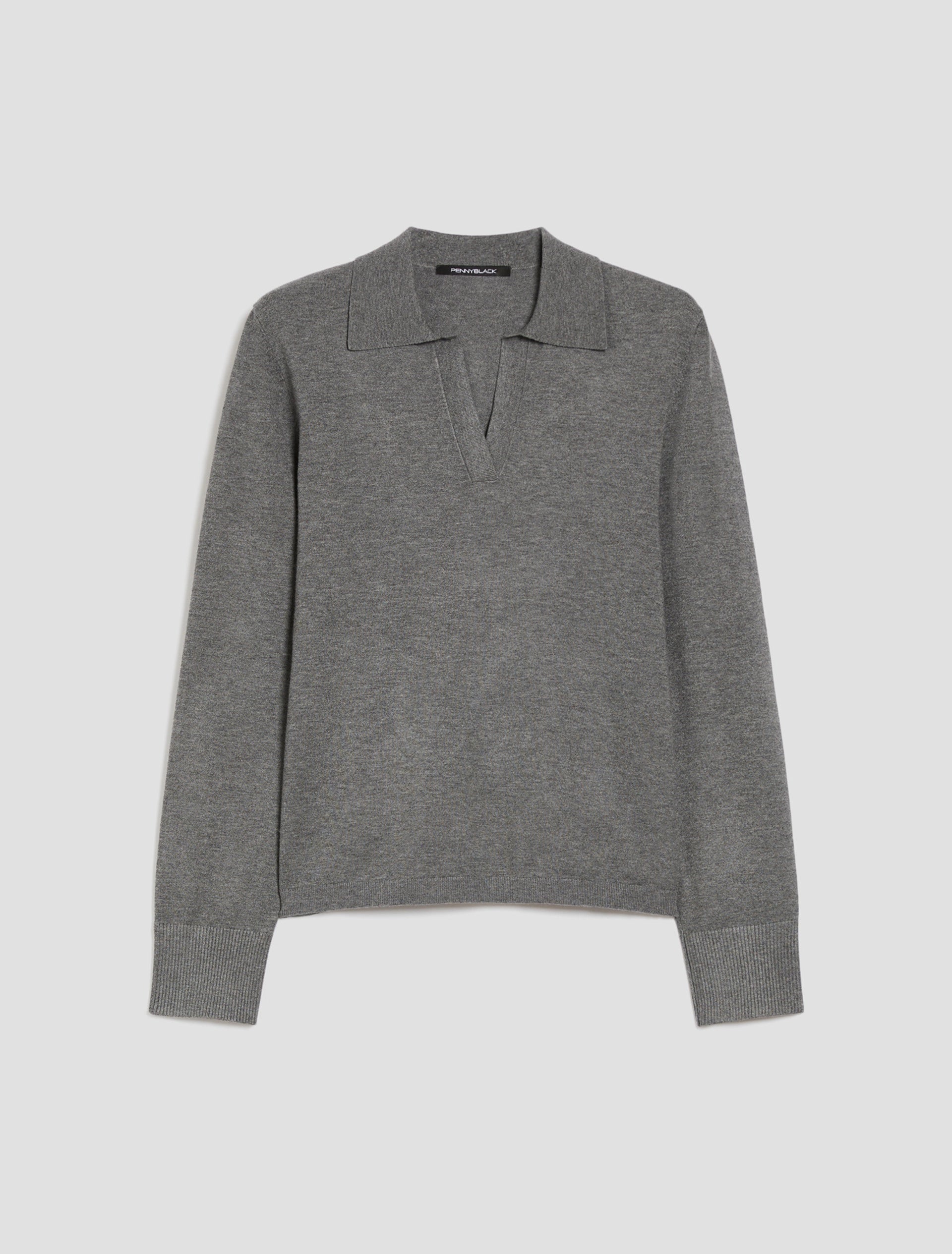 POLO IN MAGLIA STRECH, GRIGIO MELANGE  - PENNYBLACK - Marcello Fontana Shop