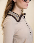 Maglione in viscosa con collo all'uncinetto cod. WM211K02NUT - Beige - Meisie