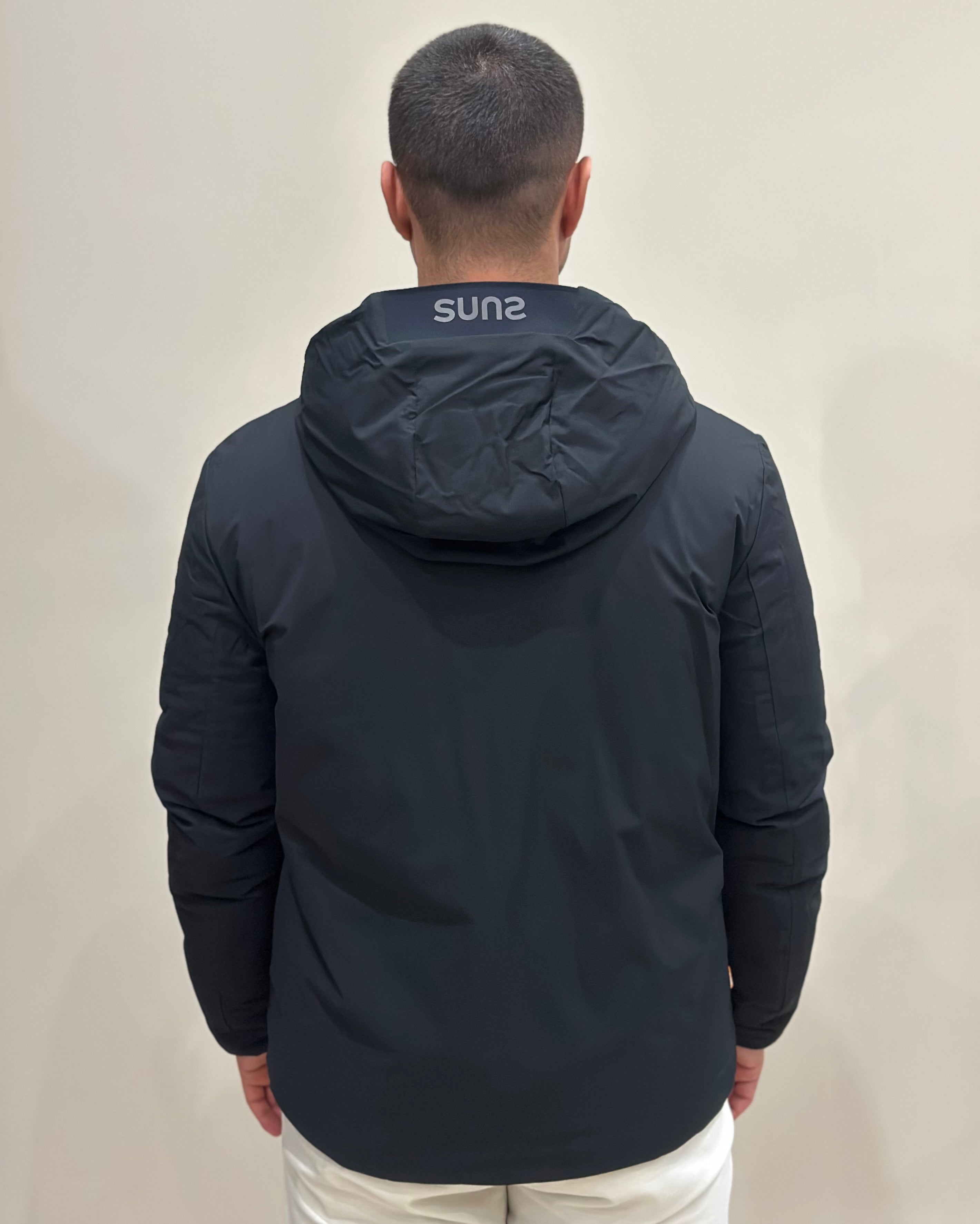 SUNS Giubbotto uomo Delhi midi reversibile con cappuccio - ARMY/BLACK