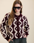 Cardigan bouclé a contrasto cod. WM14K19MNE - Bordeaux - Meisie