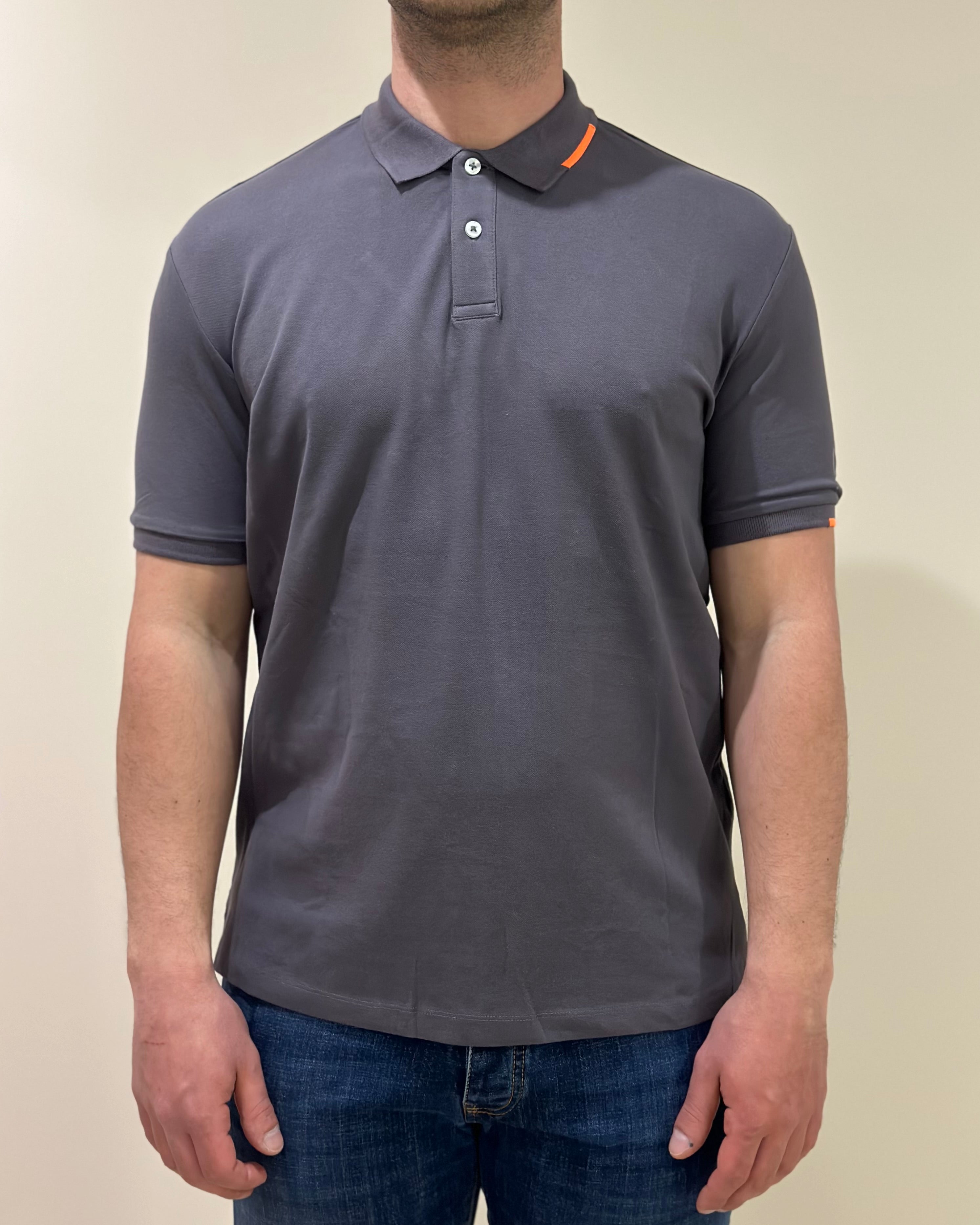 SUNS POLO FEDERICO TAG IN PIQUET DARK GREY
