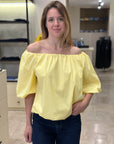SAIPH BLUSA SCOLLO A BARCA IN COTONE GIALLO