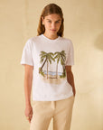 T-Shirt con stampa spiaggia e strass - PBBSABBIA