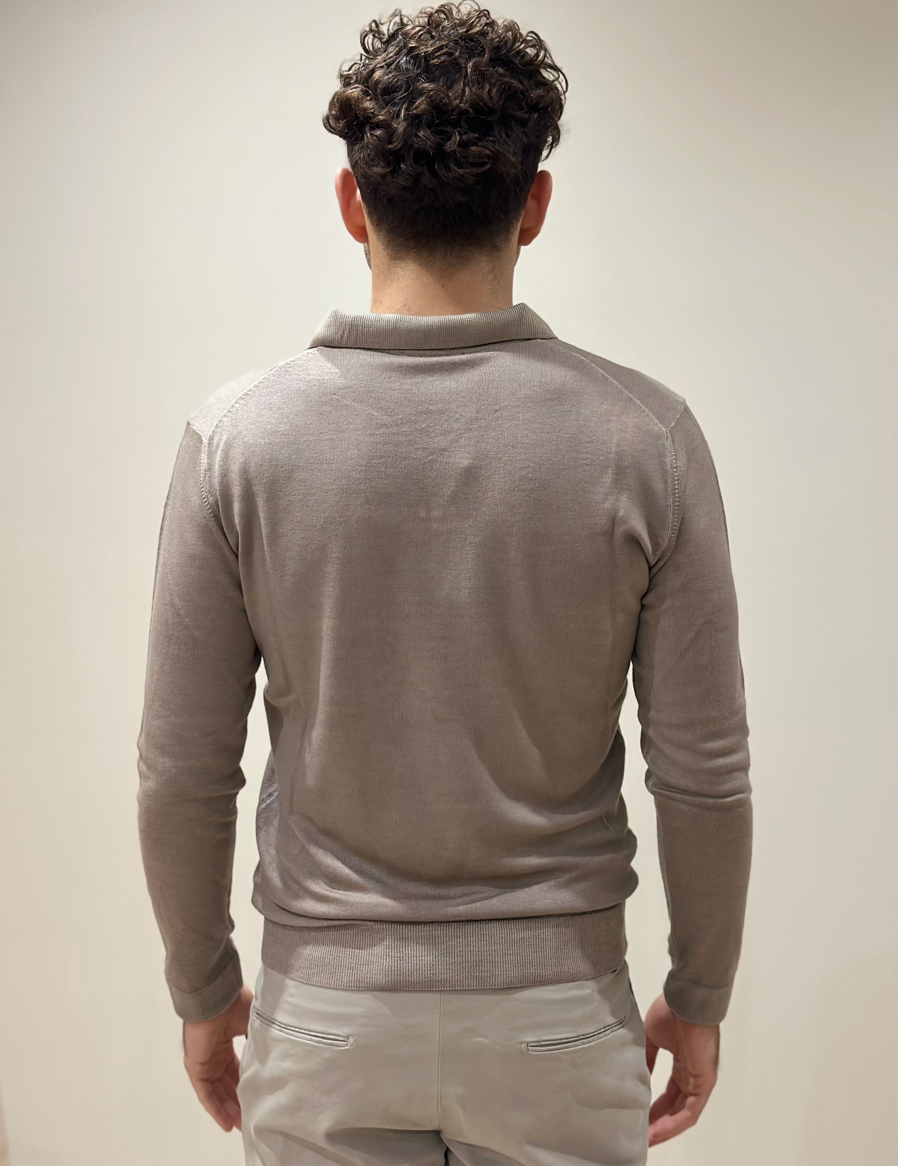 Polo in Lana Merino Tinta Acidata Beige - Privati Firenze - Marcello Fontana Shop