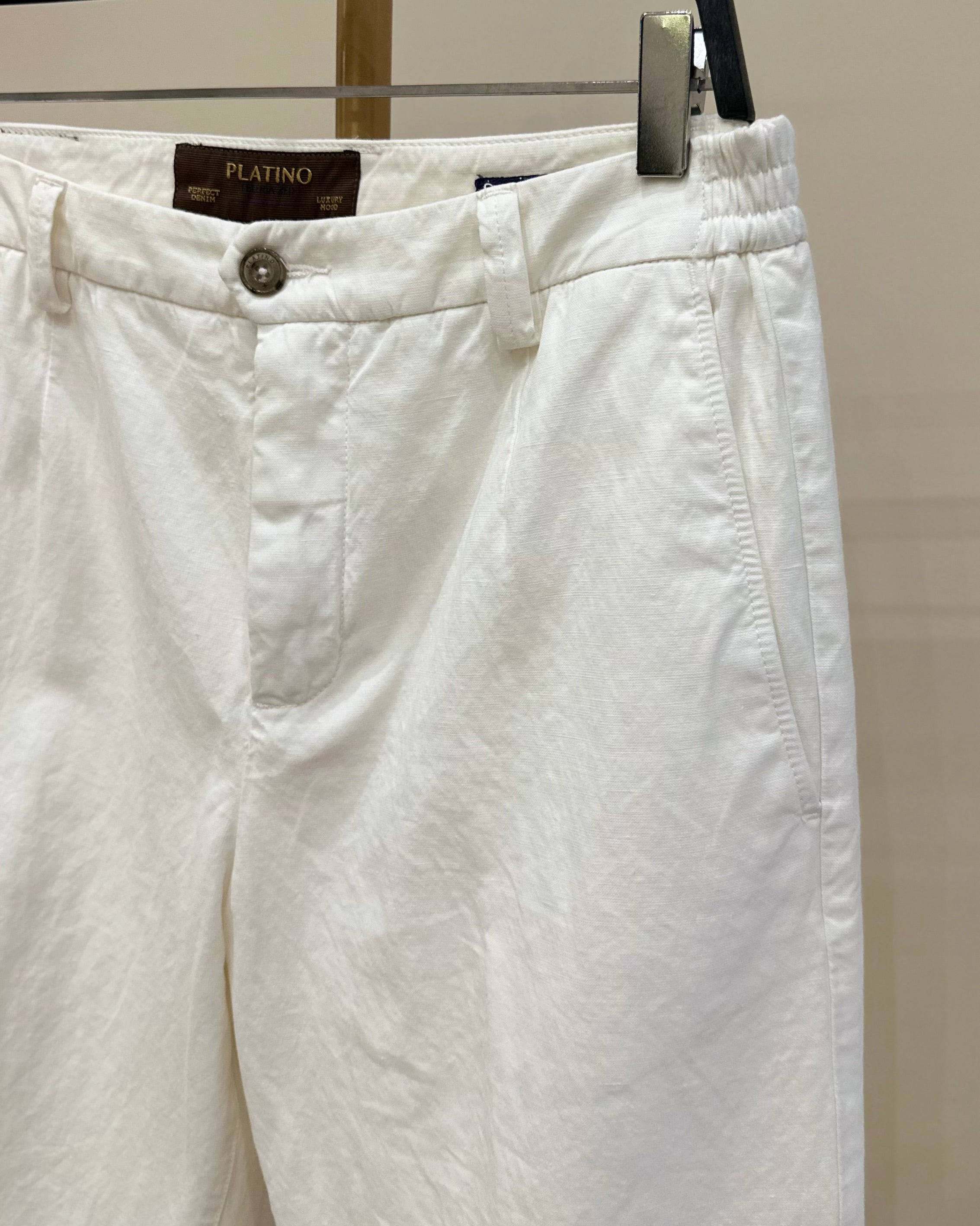 Teleria Zed Platino Pantalone in Lino/Cotone - Bianco