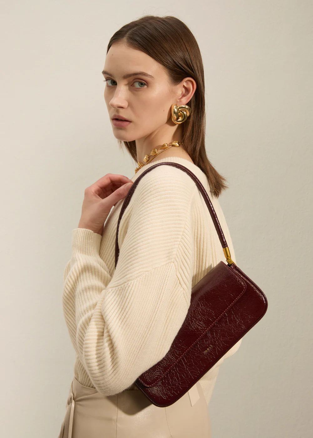 BORSA NAOMI A SPALLA BORDEAUX - NALI' - Marcello Fontana Shop