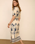 MEISIE ABITO MIDI CON STAMPA PALME BLU - COD.M125V08PEN
