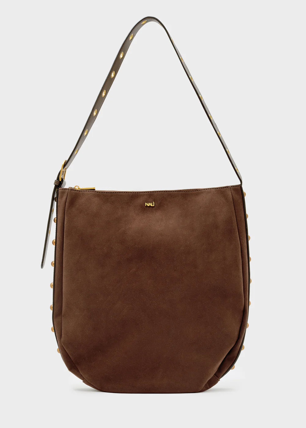 BORSA JOANNE A SPALLA CON BORCHIE MARRONE - NALI' - Marcello Fontana Shop