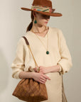 BORSA DEMI SHOULDER A SPALLA DENIM MARRONE - NALI' - Marcello Fontana Shop