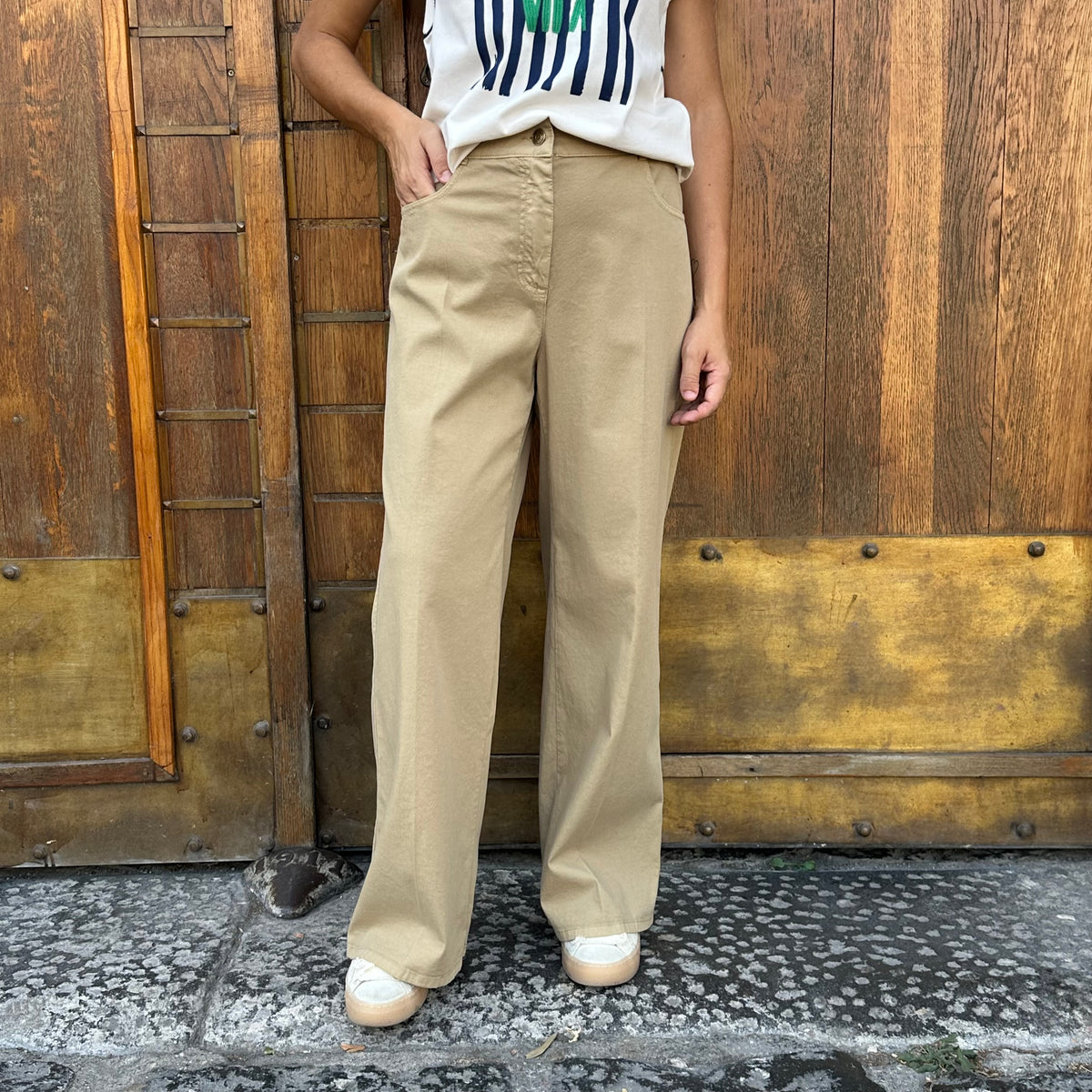 PENNYBLACK  Pantaloni ampi in cotone pique' - Beige - PBBMAGIA