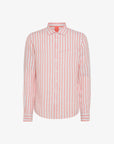 SUN68 SS24 CAMICIA IN LINO A RIGHE ROSA/GRIGIO PANNA