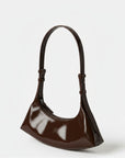 Borsa piccola in vernice a mezzaluna Cioccolato - cod. 26BINI412_84 - SURKANA