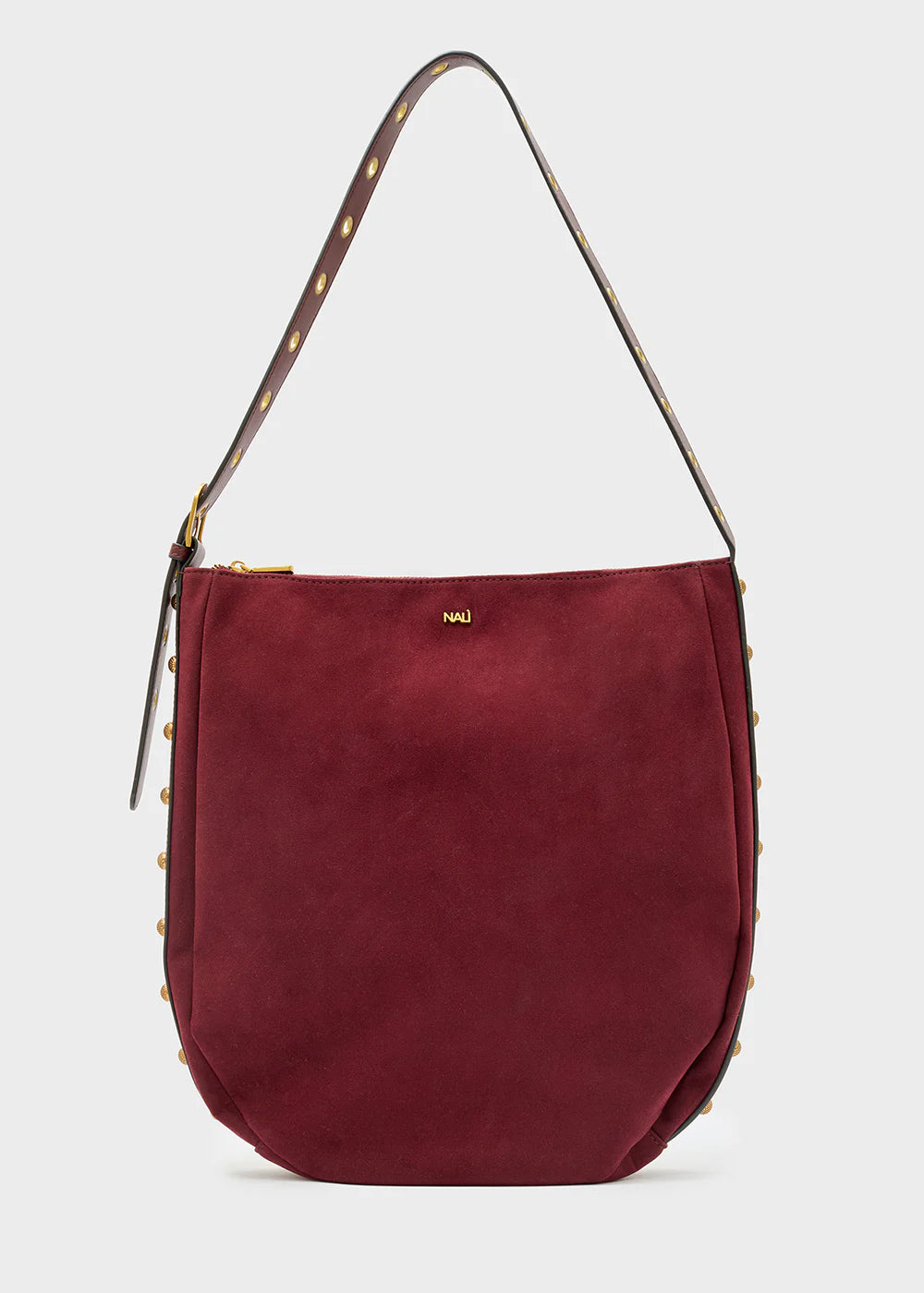 BORSA JOANNE A SPALLA CON BORCHIE BORDEAUX - NALI' - Marcello Fontana Shop